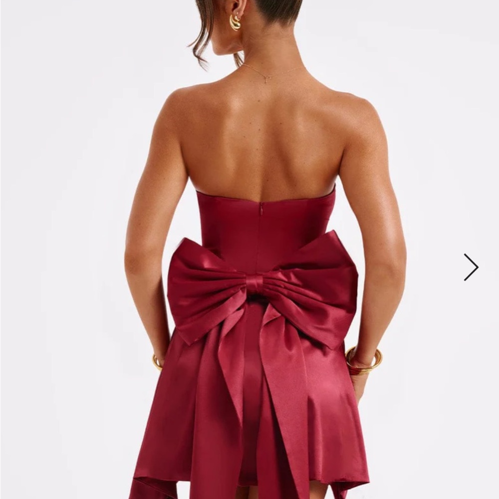 Freja Bow Burgundy Mini Dress - Babyboo
